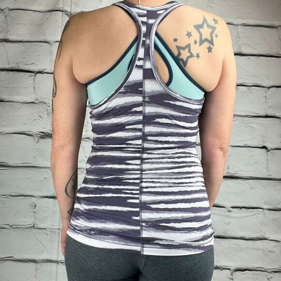 Nike Dri-Fit Zebra Print Racerback Tank Top Size M Gray & Purple - Picture 3 of 7